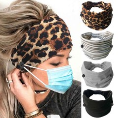 Leopard Button Headband Wide Elastic Nurse Head Bands Workout Yoga Sports Hai…
