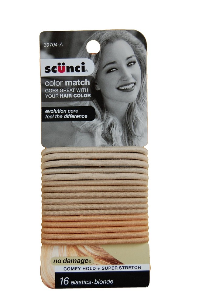 Color Match Blonde Elastics No Damage, Comfy Hold, 16 Count