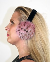 New Leopard Print Mink Fur Ear Muffs Efurs4less