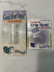 NEW The Original Grip-Tuth Good Hair Days Crystal Clear Combs 2-4” And 1-1.5”