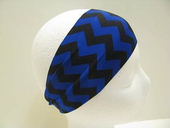 Spandex Yoga Headband-Bolder Wider Stretch Hair Bands-Running-Blue Chevron