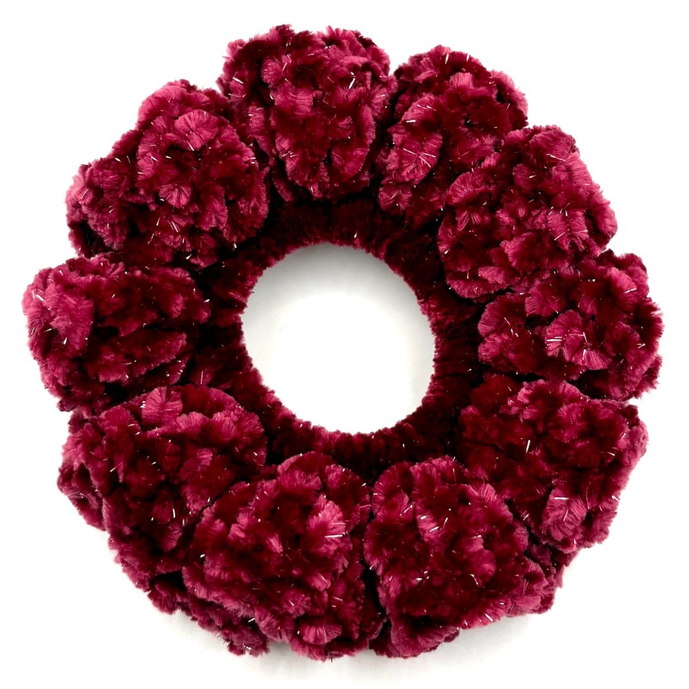 Sparkle Crimson Red Plush Crochet Velvet Scrunchies, Durable, Soft Polyester