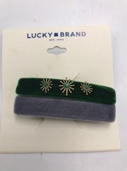 $29 LUCKY BRAND 2 PC VELVET SET BARRETTE GRAY GREEN TONES 116