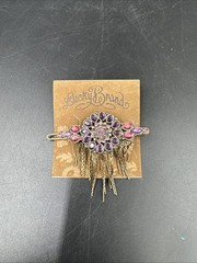 New! LUCKY BRAND! Barrette Hair Pin Clip Gold/ Purple Pink Color Stones