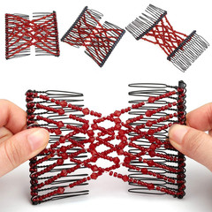 6 Pieces Magic Hair Comb Elastic Beaded Hair Clips Women Stretchy Bride Double