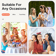 12 PCS Double Layer Hair Accessories – Silky Satin Ribbon Bow Clips with Long Ta