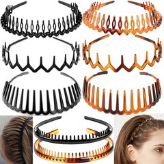 8 PCS Fashion Effortless Plastic Headbands with Teeth Comb Black Skinny