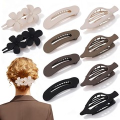 10 Pcs Flat Hair Clips for Women, 3 Styles Matte No Bump Claw Multicolor