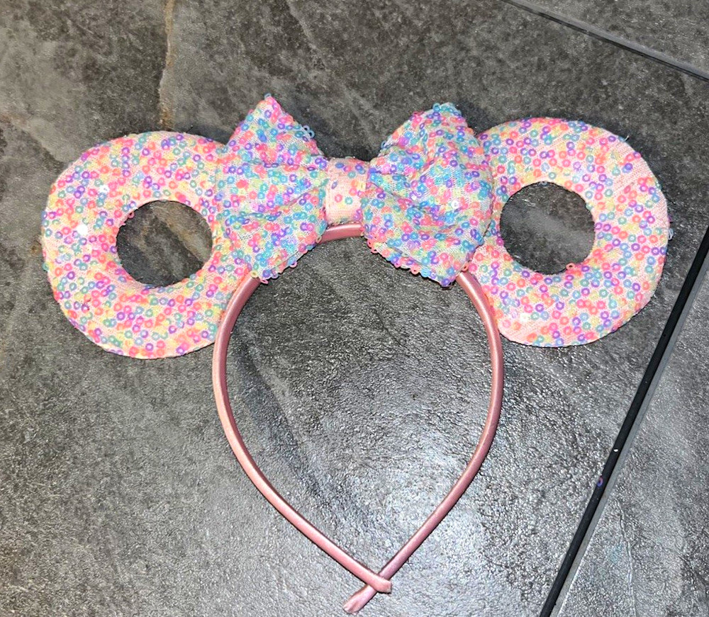 Minnie Mouse Padded Mouse Ears Headband w/ Bow Pink Multicolor Floral(D)