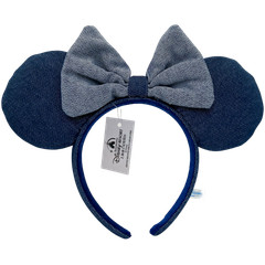 Disney-Parks Resort Store Minnie Stripe Denim Like Blue Mouse Ears Headband