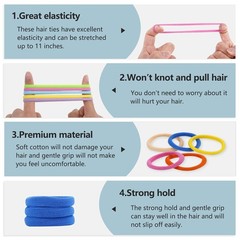 100PCS Seamless Ponytail Holders No Damage Hair Elastics for Girls Women