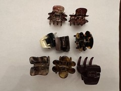 Lot Of 8 Vintage Style Hair Claw Clips- Assorted Sizes & Earth Tones