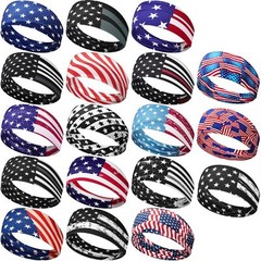 18 Pcs Sports Sweatbands for Men Women Camo Headbands Workout Non Slip Headba…