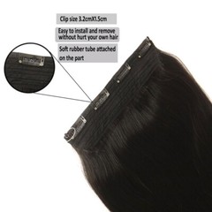 100% Real Human Hair Halo Volumizer Hair Extension 16in Natural Black Hair 50gm
