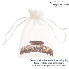 French Amie Contour Large 4 ¾” Celluloid Handmade Jaw Hair Claw Clip for Women