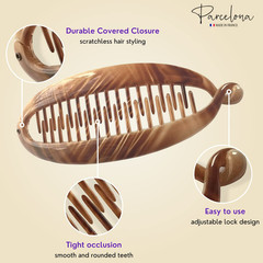 Parcelona French Large 5.5″ Celluloid Ponytail Holder Banana Hair Clip for Women