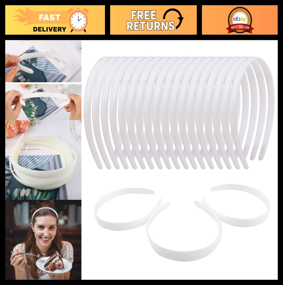 36 Pcs White Plastic Headbands – Bulk Plain DIY Hair Bands for Women & Girls