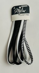 New 6 Headbands Styling Clasp-Free Blacks and Whites made in Vietnam Headband