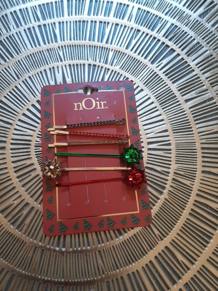 Noir Festive Gold Metal With bows Hair Straight Bobby Pins Pack 6 New