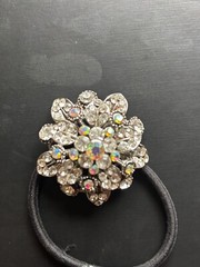 Floral Crystal Hair Tie Made with Clear Swarovski Crystals NEW