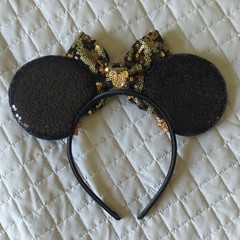 Disney Animal KingdomMinnie Mouse Ears Headband Sequin Leopard Print Bow