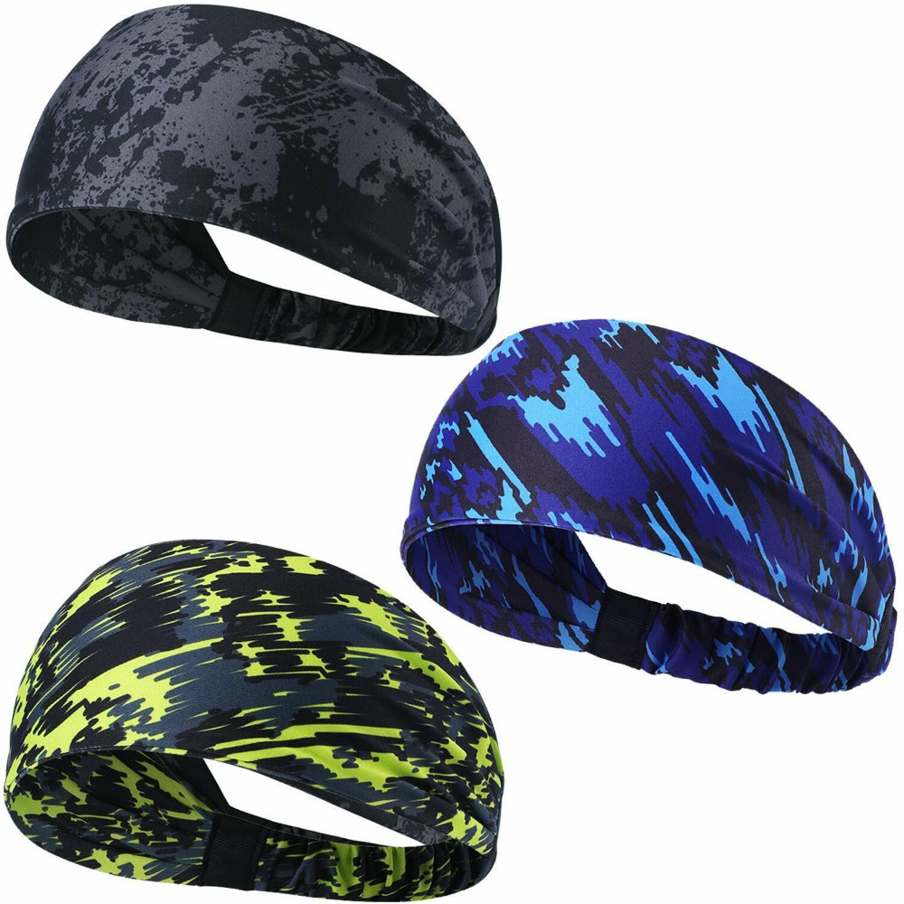 3Pack Sport Sweat Sweatband Headband Yoga Gym Stretch Head Band for Women Men