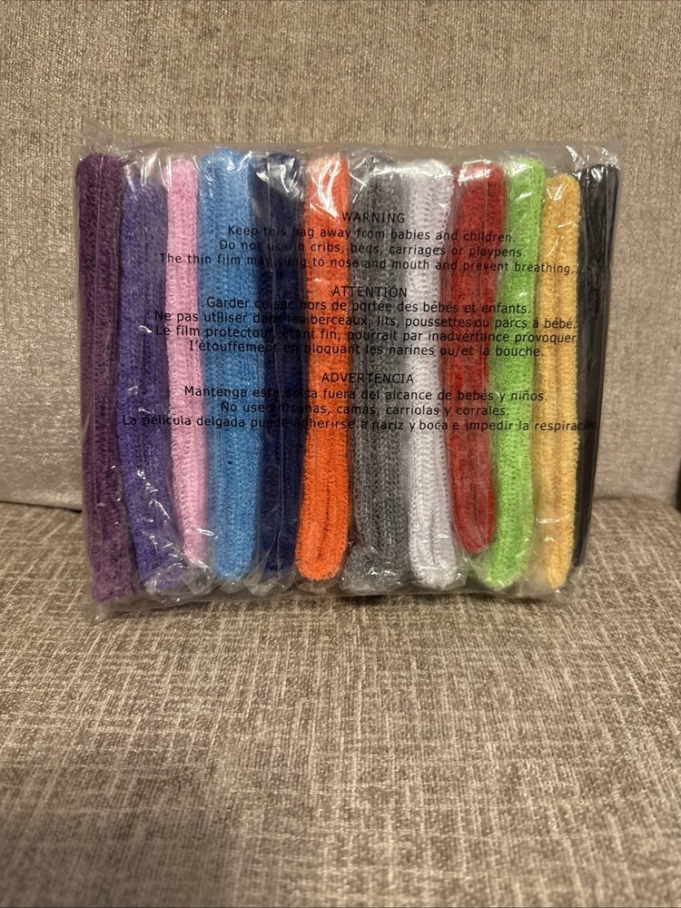 Set Of 12 Terry Cloth Headbands Multiple Colors Individually Packaged NWT