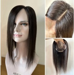6″X6″Mono Skin with Silk Top Part Area,100%Fine Virgin Human Hair Topper 10″~30″
