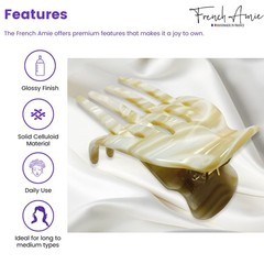 French Amie Bear Paw Small 2 ¾” Celluloid Handmade Yoga Jaw Hair Claw for Women
