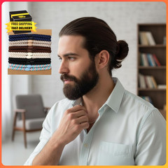 12 PCS Braided Hair Ties for Men, No Crease No Damage Elastic Bands for Curly Th