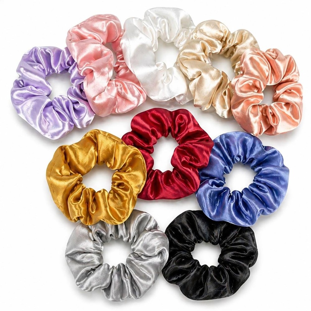 Silk Scrunchies Satin Hair Ties Small Scrunchy for Women Thick Hair Accessories