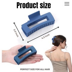 12 Pcs Blue Large Square Hair Claw Clips for Women, 4.3-Inch Matte Rectangle Cla