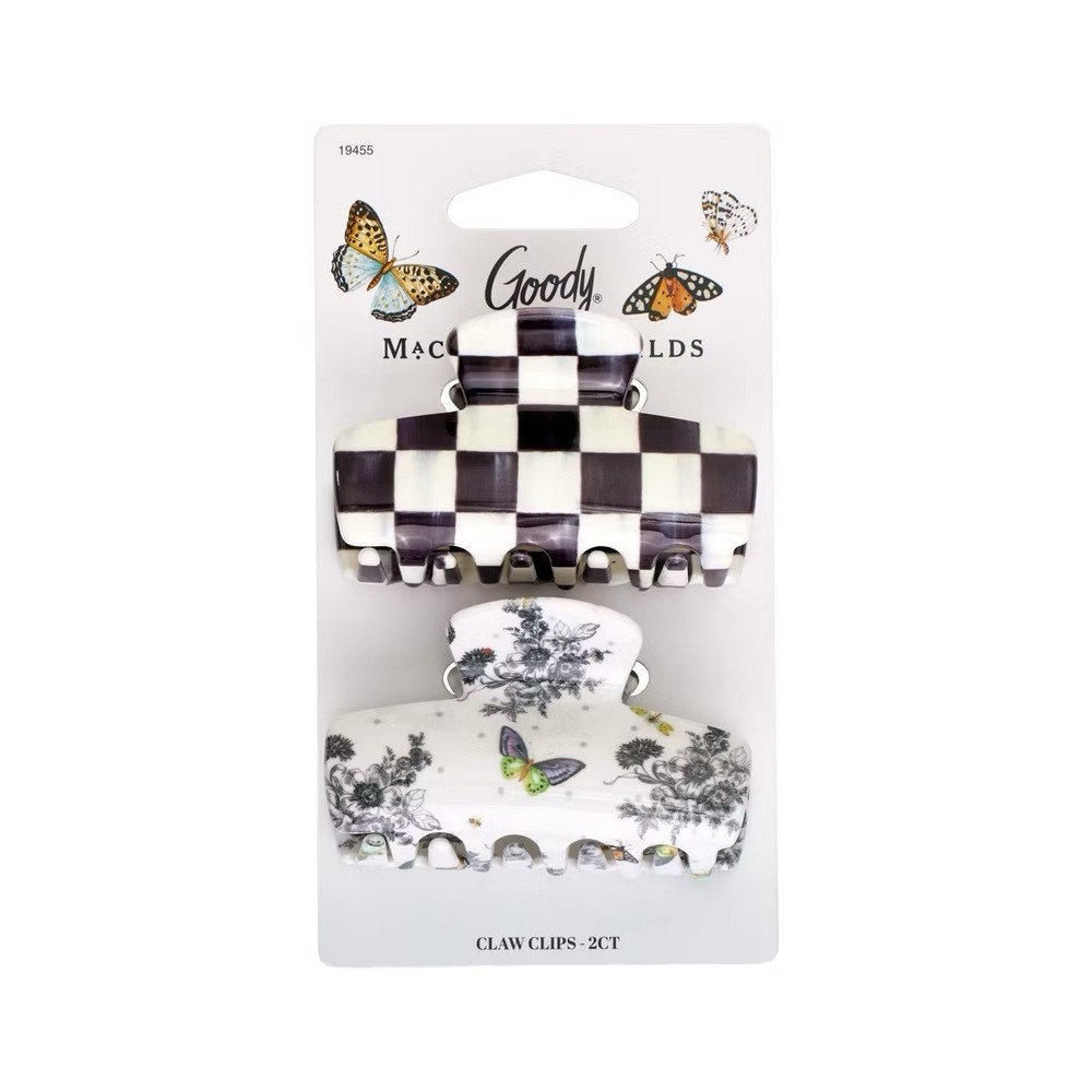MacKenzie Childs x Goody 🖤 Black Courtly Check Medium Hair Claw Clips Set