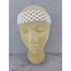 White Crochet Headband Boho Elastic Hair Accessory Festival