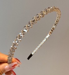 Light Gray Crystal Beads Headband Glamour Holiday Fashion Gold Crystal Headband