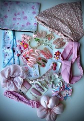 Handmade Pink Floral Hair Accessories Set – Headbands, Clips, Scrunc…