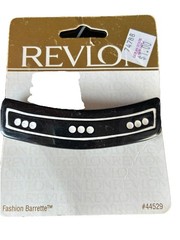 Vintage 1997 Retro Revlon Black Barrette W/White Dots #44529 New Hair Accessory