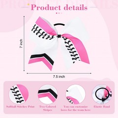 12 PCS Softball Cheer Bows 8″ Softball Thread Large Cheer Hair Bows Ponytail …