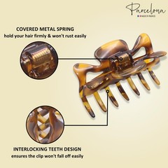 French Medium 3″ Celluloid No Slip Grip Covered Spring Jaw Hair Claw Durable …