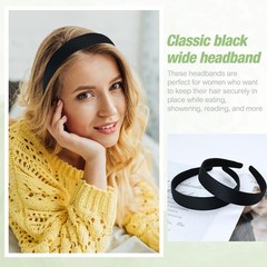 20 Pack Black Satin Cloth Fabric Covered Wide Plastic Headbands DIY Crafting …