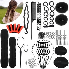 81PCS Hair Twist Styling Clip Set Bun Maker Comb Elastic Bands Braid Accessories