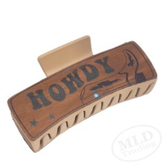 Rustic Cowboy “Howdy” Hair Claw Clip – Western-Style Hair Accessory