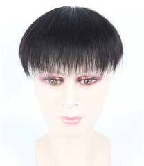 Paste on/Clip on 100% Natural Human Hair Toupee for Men, with Realistic Whirl