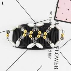 Women Double Hair Comb Clips Magic Beads Elasticity Clip Stretchy Wholesale HOT