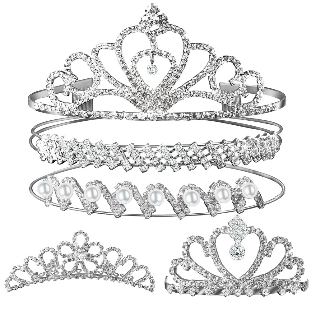 Teenitor Crown, 5pcs Tiaras for Women, Tiara Crown, Silver Tiara for Little G…