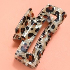 Rectangle Leopard Animal Print Hair Claw Clip Beige