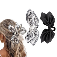 Bow Claw Clips Bow Hair Clips Black White 2PCS Big Hair Bows for Women Butterfly