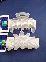 White Frosted Retro Hair Claw Clips 3.5″ Lot Of 2 Vintage 90’s Y2K Prom *18-Q