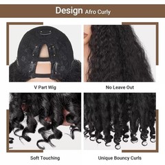 100% Heat Resistant Synthetic Hair U Part Wig for Women Clip in 22″, Bouncy Curl
