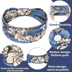 WILLBOND 6 Pieces Nursing Headbands with Buttons for Nurses Doctor Women Boho Ba